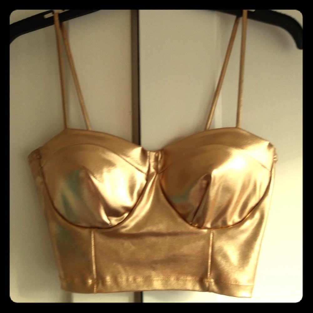 Gold crop bustier bralette costume cosplay